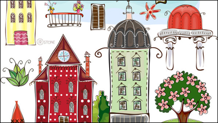 Cartoon building - vector material