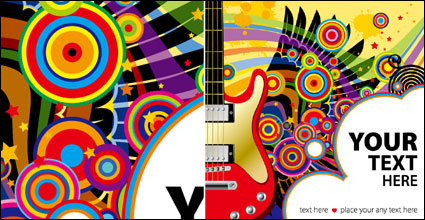 Guitar, stars vector material