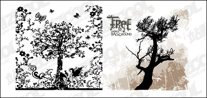 Patterns and silhouettes of trees vector material