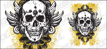 Winged skull pattern vector material