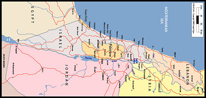Vector map of the world - Israel, Palestine map