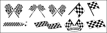 Black and white checkered racing flags vector material